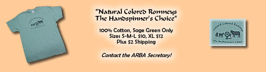 ARBA T-Shirts - $10 to $12 plus $2 shipping - "Natural Colored Romneys The Handspinner's Choice"